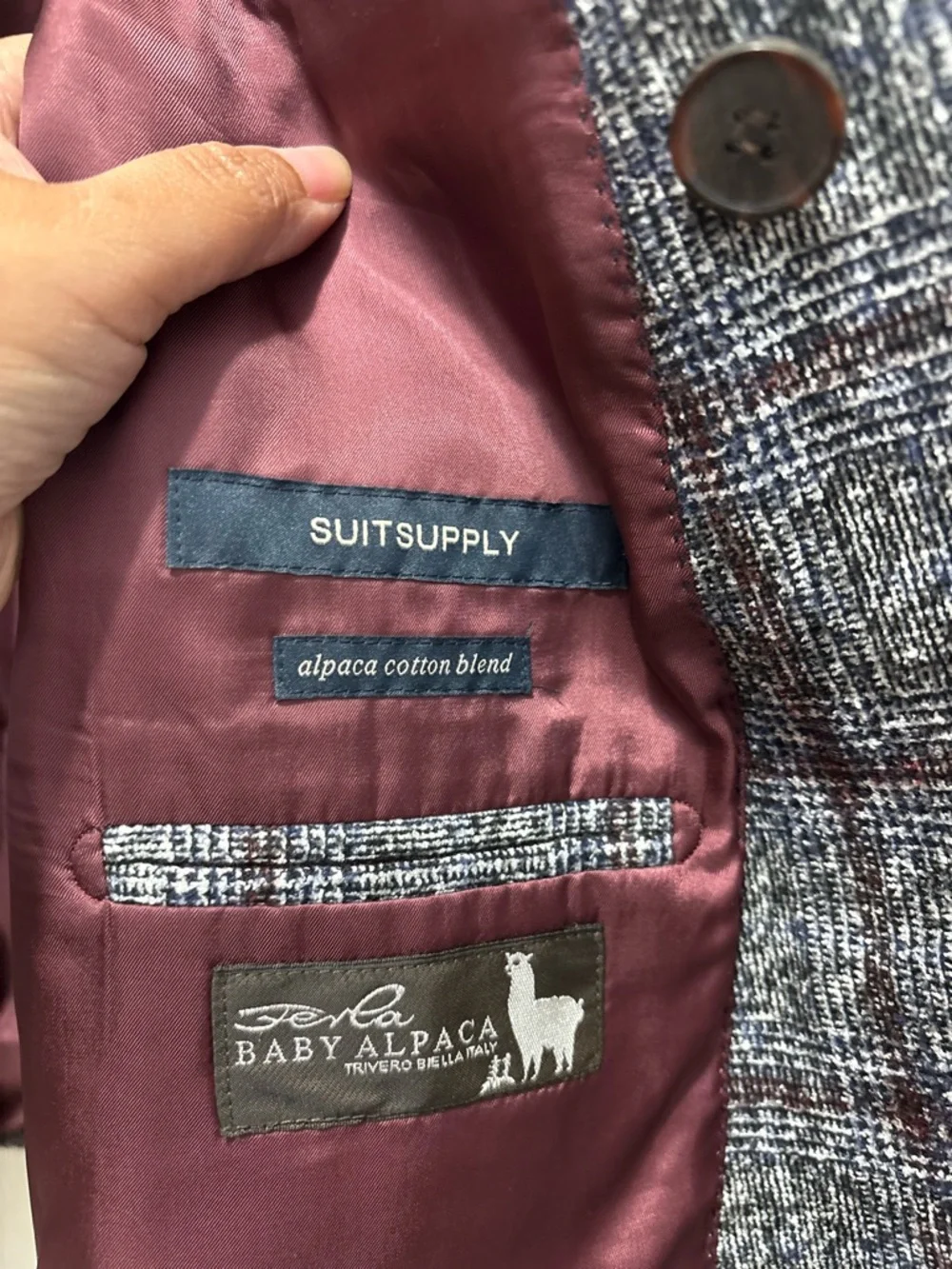 Suitsupply Havana Houndstooth Blazer Alpaca Cotton Size 42S
